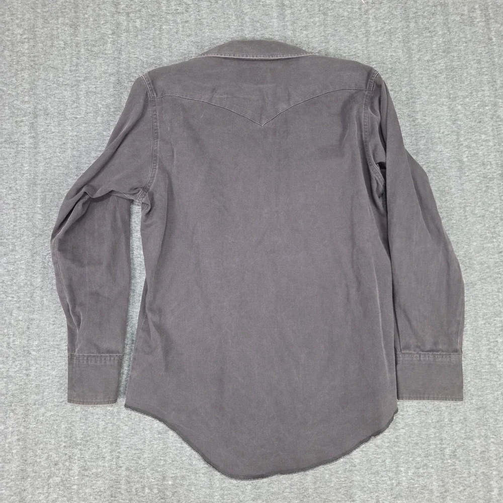 VTG Wrangler Shirt Men X Long Tails Western Snap Long Sleeve Brown Regular Fit - Picture 8 of 10